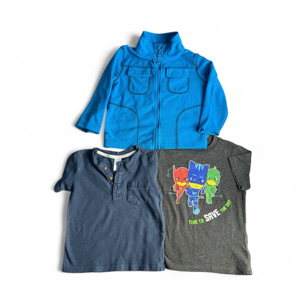 Slalom Jacket & 2 t shirts Blue and Gray Toddler SZ T 3